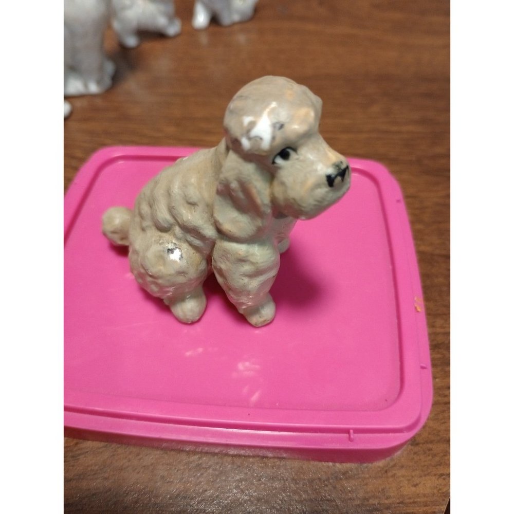 Vintage brown poodle ceramic dog